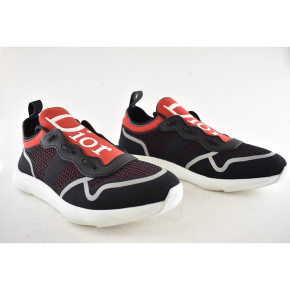 Dior Mens B21 Neo Black Red White Tech Knit Low Top Flat Trainer Sneakers 44 11 - Picture 6 of 15